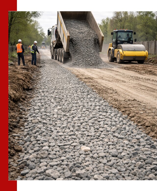 Доставка щебня для отсыпки дорог в Крымске высокого качества
