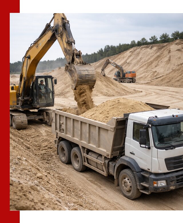 Доставка карьерного песка с самосвалами и разгрузкой в Крымске