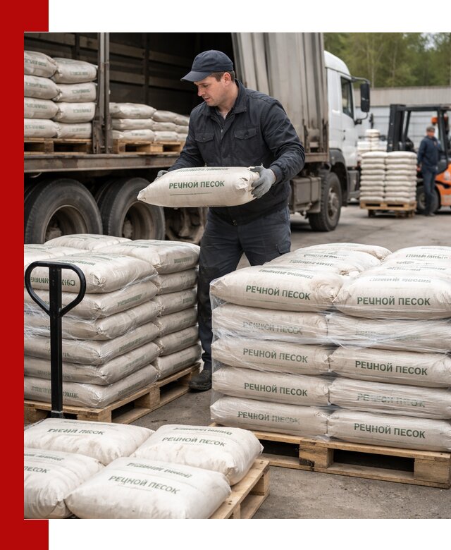 Речной песок в мешках с доставкой в Крымске