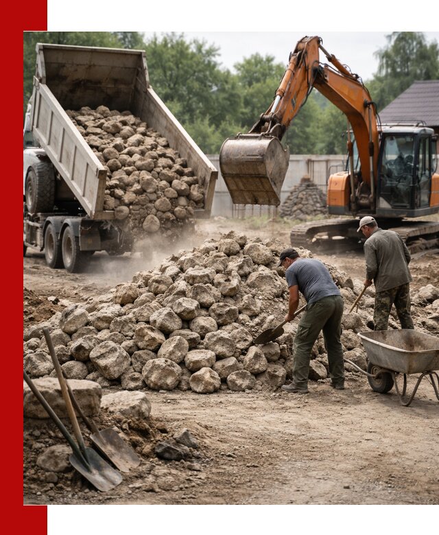 Доставка и разгрузка бутового камня в Крымске