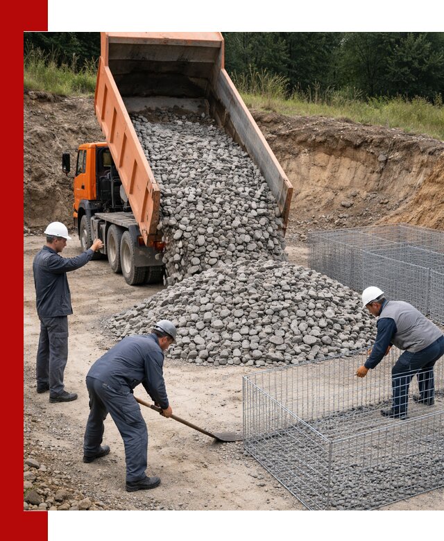 Камень для габионов с доставкой в Крымске быстро и надёжно