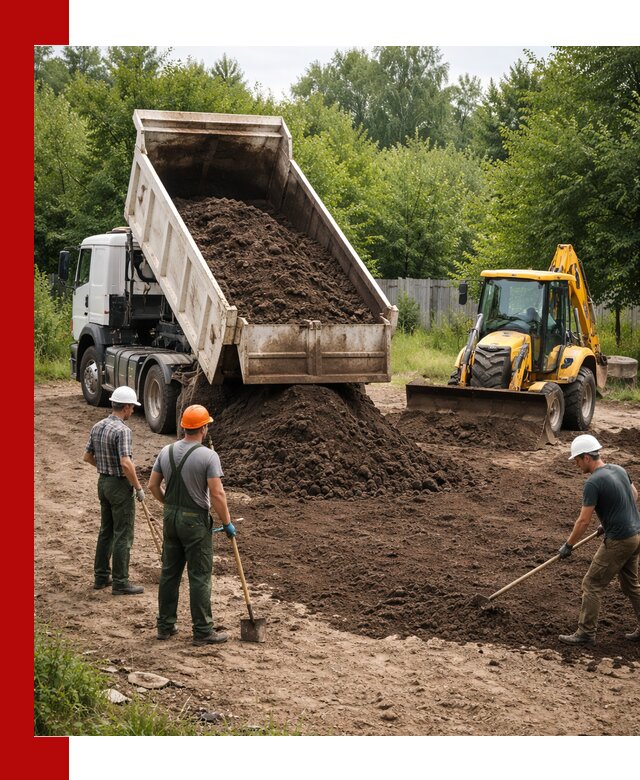 Доставка и укладка грунта для выравнивания участка в Крымске
