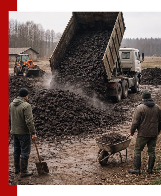 Доставка низинного торфа с разгрузкой и доставкой в Крымске