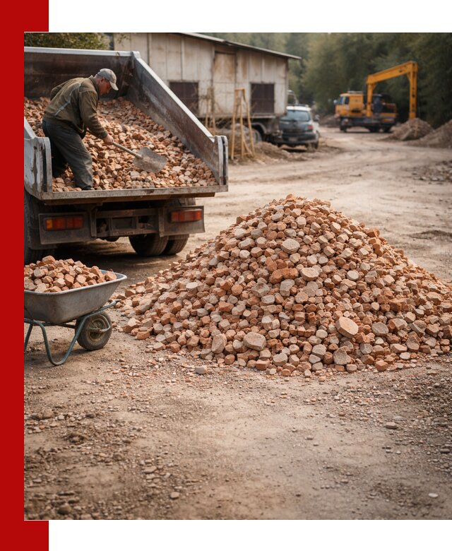 Доставка и подушка из боя кирпича с разгрузкой в Крымске