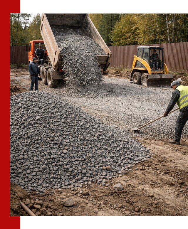 Отсыпка участка щебнем с доставкой и уплотнением в Крымске